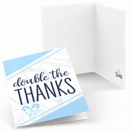 Big Dot of Happiness It's Twin Boys  - Blue Twins Baby Shower Thank You Cards (8 count) Perspective: front