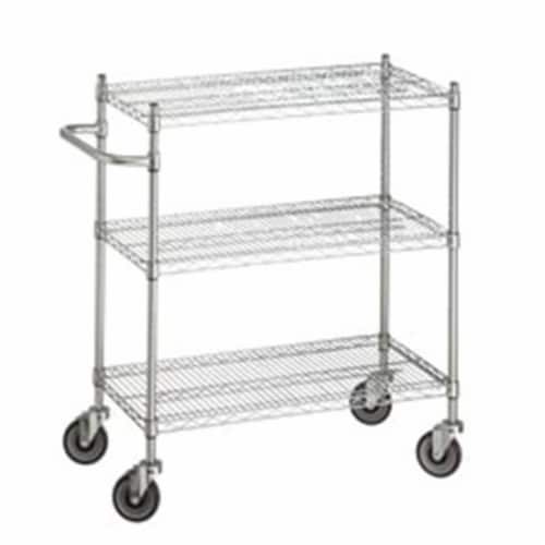 R&B Wire UC2436 24 in. x 36 in. x 42 in. Utility Linen Cart with Three Wire Shelves Perspective: front