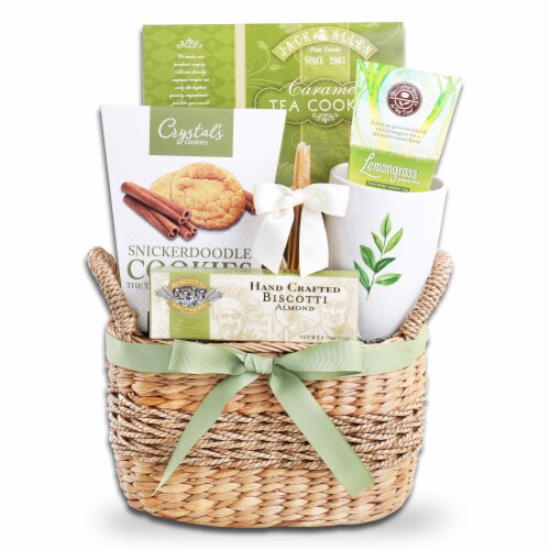 Alder Creek Gift Baskets Tea Time Wicker Basket Perspective: front