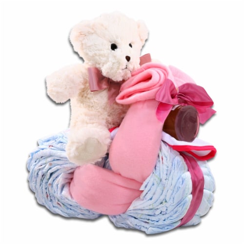 Alder Creek Gift Baskets Pink Motorcycle Diaper Cake Perspective: front