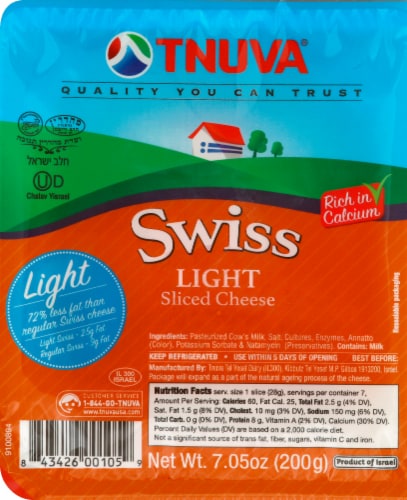 Tnuva® Light Sliced Swiss Cheese Perspective: front