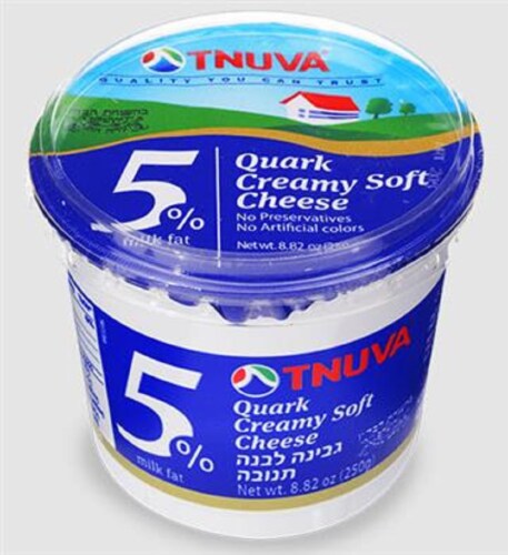 Tnuva 5% Milk Fat Quark Creamy Soft Cheese Perspective: front
