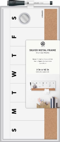 U Brands Silver Metal Frame Weekly Dry Erase Board Perspective: front