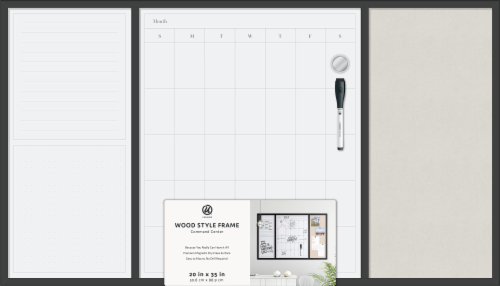 U-Brand® List Calendar Bulletin Frame Command Center - Black Perspective: front