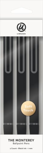 U Brands Soft Touch Midnight Black Monterey Ballpoint Pens Perspective: front