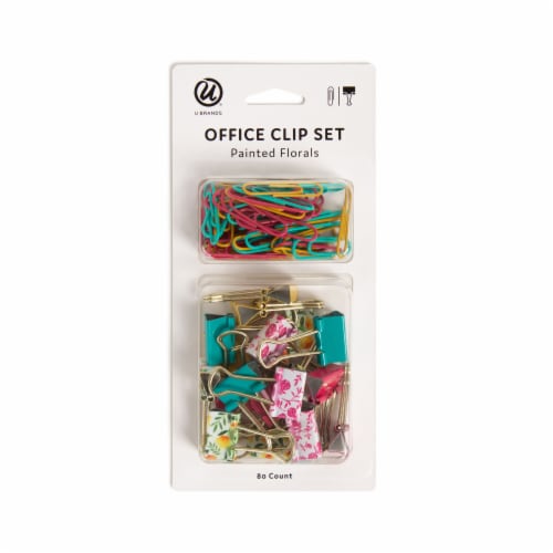 U Brands® Painted Florals Office Clip Set Perspective: front