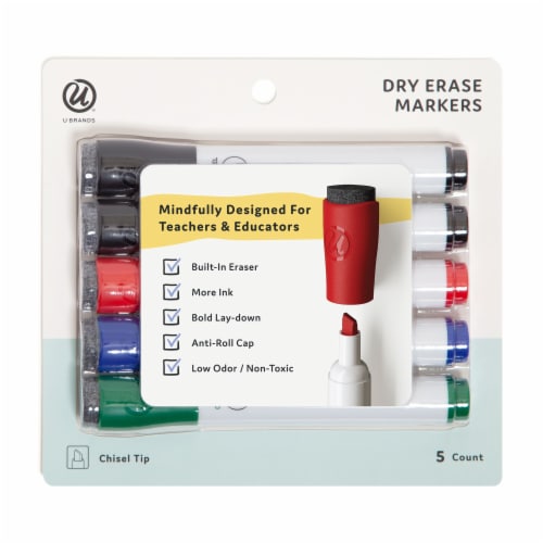 U Brands Chisel Tip Dry Earse Markers - Assorted Perspective: front