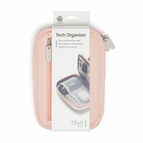 U Brands® Zip Canvas Tech Organizer - Dusty Rose Perspective: front
