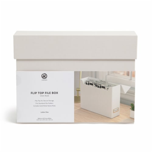 U-Brands® Flip Top File & Storage Box -Texture Paper Wrapped Perspective: front