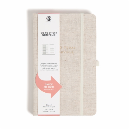 U-Brands Linen Loose Botanicals Sticky Note Folio Perspective: front