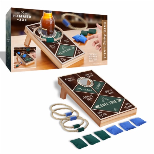 Hammer + Axe Bean Bag and Ring Toss 2-in-1 Desktop Game Perspective: front