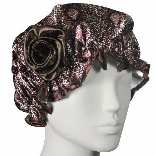 Kella Milla Stylish Satin Shower Cap, Snake Skin Perspective: front