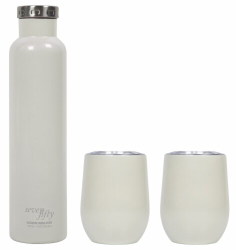 Seven Fifty Wine Growler and Tumbler Set - Pearl White Perspective: front