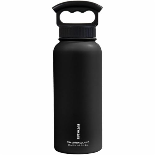 FIFTY/FIFTY Vacuum-Insulated Stainless Steel Bottle, Wide Mouth - 34 oz Perspective: front