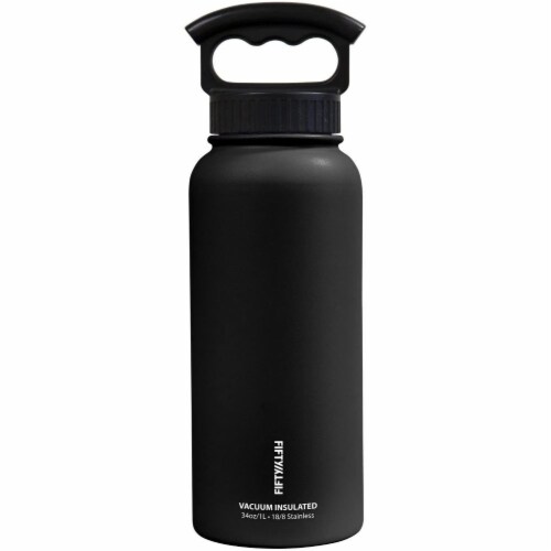 FIFTY/FIFTY Vacuum-Insulated Stainless Steel Bottle, Wide Mouth - 34 oz Perspective: front
