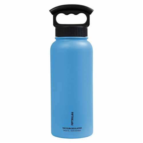 34 OZ FIFTY FIFTY BOTTLE WITH 3 FINGER GRIP CAP CRATER BLUE Perspective: front