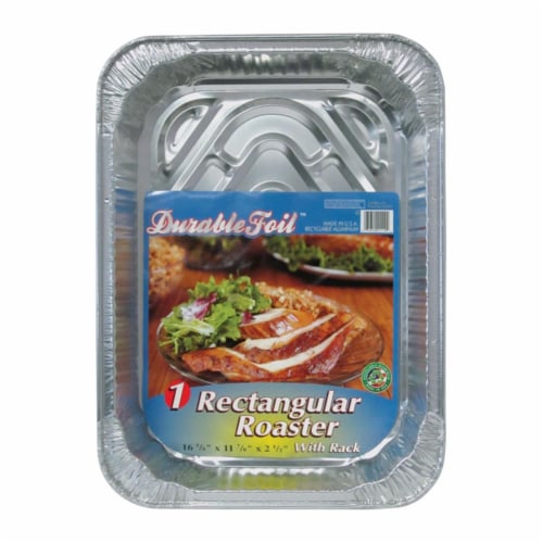 Home Plus 6392013 11.87 x 16.62 in. Durable Foil Roasting Rack & Pan - Silver- pack of 12 Perspective: front
