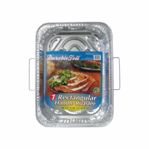 Home Plus 6392021 11.87 x 16.62 in. Durable Foil Roaster Pan with Handles - Silver- pack of 1 Perspective: front