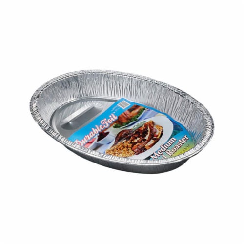 Home Plus 6392054 11.5 x 16.5 in. Durable Foil Oval Roaster Pan - Silver- pack of 12 Perspective: front