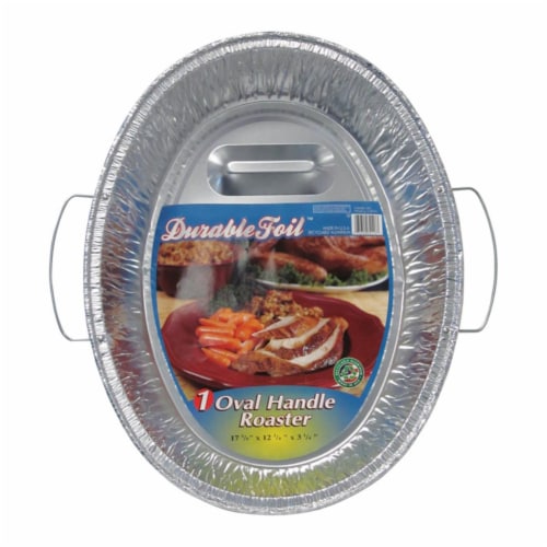 Home Plus 6392112 12.75 x 17.37 in. Durable Foil Oval Roaster Pan - Silver- pack of 12 Perspective: front