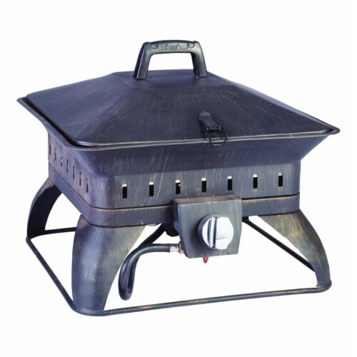 Living Accents  Porcelain & Steel Square Portable Propane Fire Pit - 14.6 x 18.7 x 18.7 in. Perspective: front