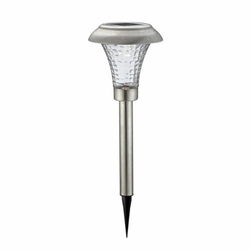 Living Accents 3908357 Silver Solar Powered LED Pathway Light, Pack of 4 Perspective: front