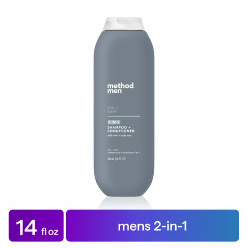 Method Men 2 in 1 Shampoo and Conditioner, Sea + Surf, Made Without Parabens and Sulfates Perspective: front