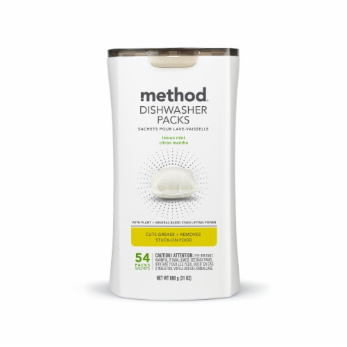 Method® Lemon Mint Dishwasher Packs Perspective: front