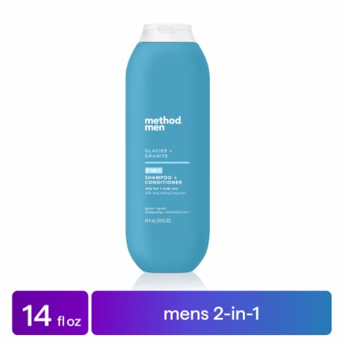 Method Men 2 in 1 Shampoo and Conditioner, Glacier + Granite, Made Without Parables and Sulfates Perspective: front