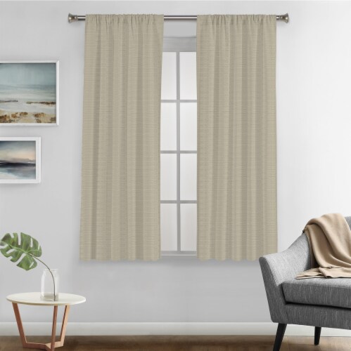 Sunblock Vince Total Blackout Back Tab Single Window Panel - Linen Perspective: front
