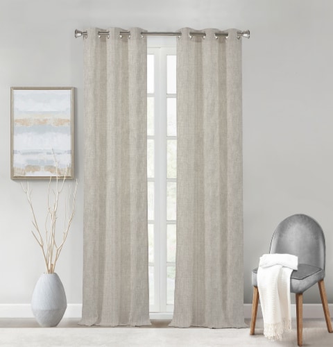 Sunblock Turner Total Blackout Grommet Single Window Panel - Natural Perspective: front