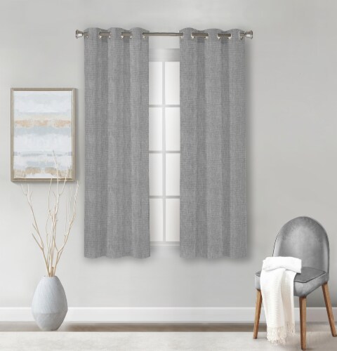 Sunblock Turner Total Blackout Window Panel - Light Grey Grommet Perspective: front