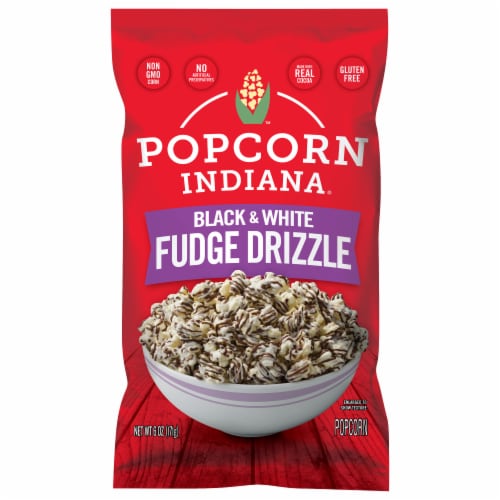 Popcorn Indiana® Black and White Drizzle Popcorn Perspective: front