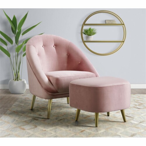 Picket House Furnishings Taryn Ottoman In Blush Perspective: front