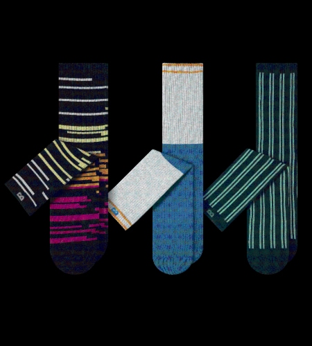 Pair of Thieves Ready For Anything Men's Cushioned Crew Socks - Assorted Stripes Perspective: front