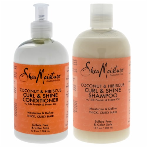 Shea Moisture Coconut and Hibiscus Curl and Shine Duo Shampoo and Conditioner 13 oz, 13 oz