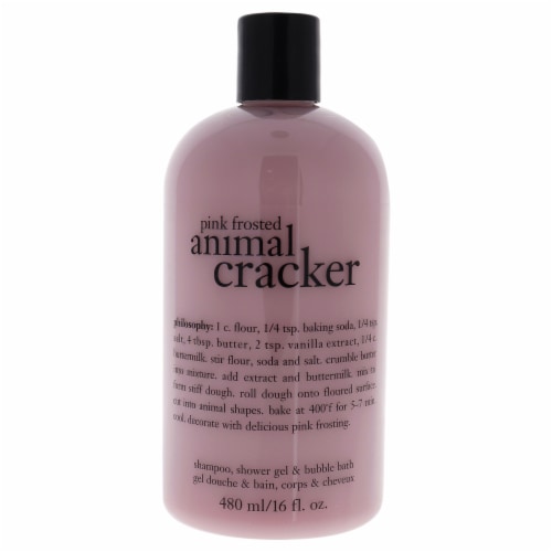 Philosophy Pink Frosted Animal Cracker Shampoo, Shower Gel and Bubble Bath 16 oz Perspective: front