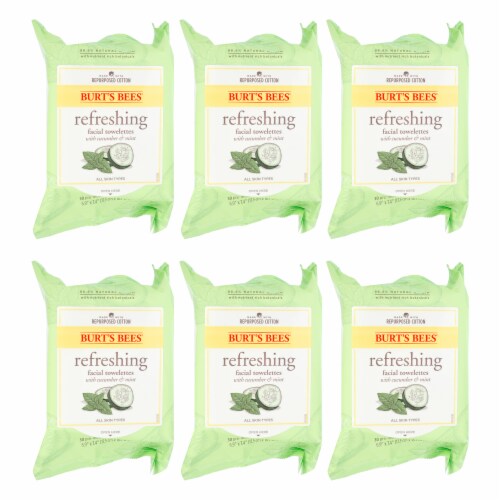Burts Bees Facial Cleansing Towelettes - Cucumber and Sage for Unisex - 30 Count - Pack of 6 Perspective: front