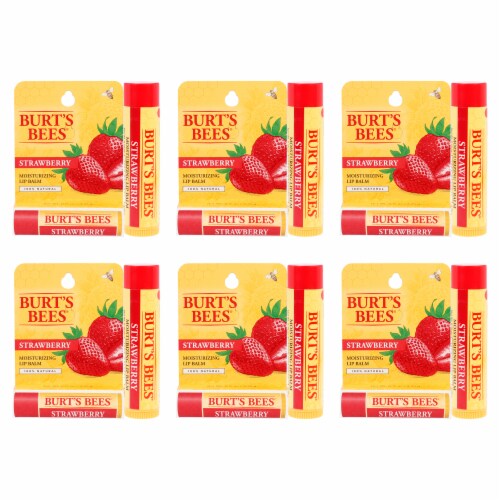 Burt's Bees Strawberry Moisturizing Lip Balm Blister  Pack of 6 0.15 oz Perspective: front