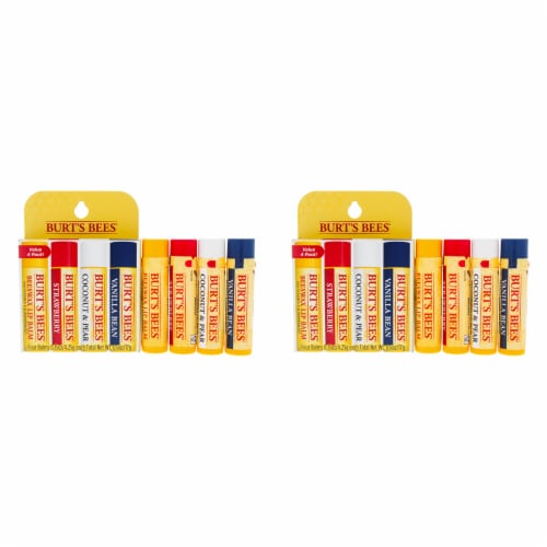 Burt's Bees Best Of Burts Moisturizing Lip Balm Set  Pack of 2 Lip Balm Beeswax, Strawberry, Perspective: front