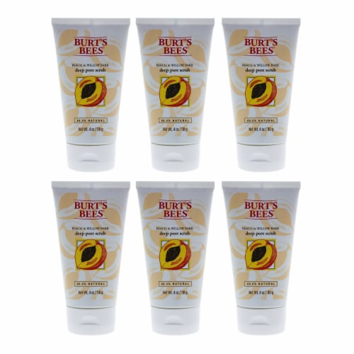 Burt's Bees Peach and Willow Bark Deep Pore Scrub  Pack of 6 4 oz Perspective: front