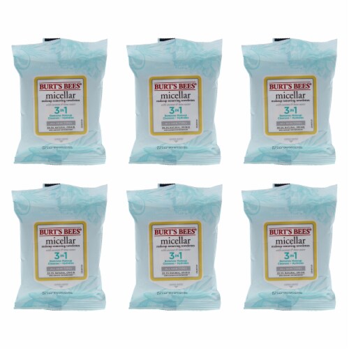 Burt's Bees Micellar Makeup Removing Towelettes  Coconut and Lotus Water  Pack of 6 10 Count Perspective: front
