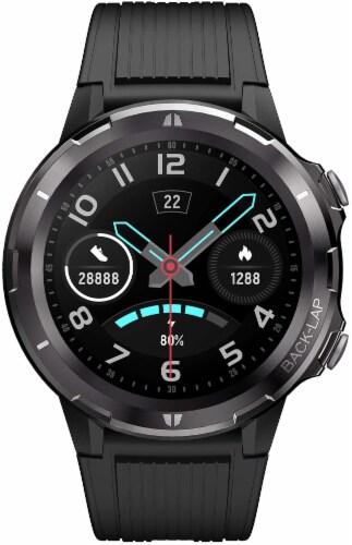 Letsfit Letscom Heart Rate Monitor and Step Counter Smart Watch - Black Perspective: front