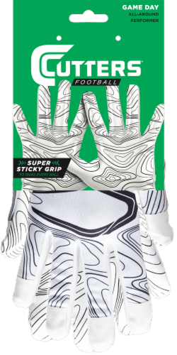 Cutters® Adult Game Day Receiver Gloves - White Perspective: front