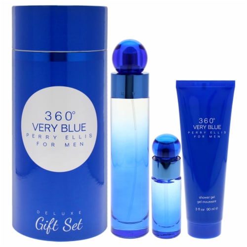 Perry Ellis 360 Very Blue Men 3 Pc Gift Set 3.4oz EDT Spray 0.25oz EDT Spray 3oz Shower Gel 3 Pc Gift Set Mariano s