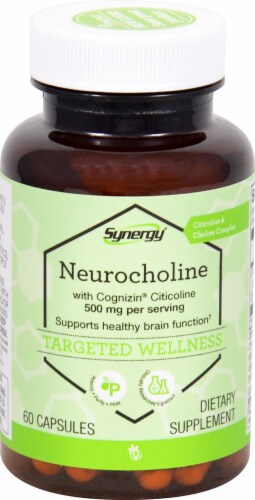 Vitacost Synergy Neurocholine with Cognizin Citicoline Dietary Supplement Capsules 500mg Perspective: front