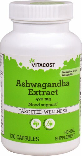 Vitacost Ashwagandha Extract Mood Support Capsules Perspective: front