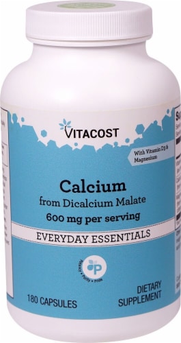 Vitacost Calcium from Dicalcium Malate with Vitamin D3 & Magnesium Capsules 600mg Perspective: front