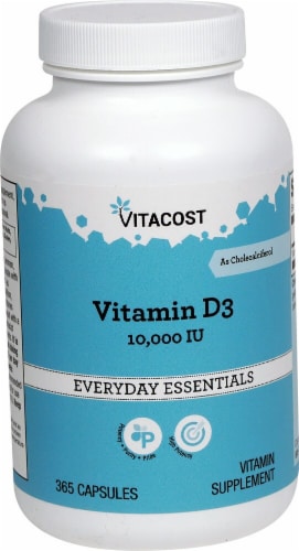 Vitacost Vitamin D3 as Cholecalciferol 10000 IU Perspective: front