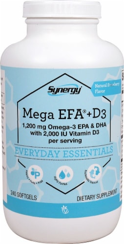Vitacost Synergy Mega EFA + D3 Everyday Essentials Softgels Perspective: front